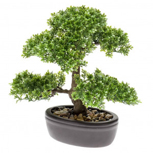 Emerald Mini bonsai artificial Ficus verde 32 cm 420002 D