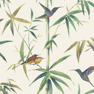 Noordwand Papel pintado Kolibri e Bamboo de cor crua D