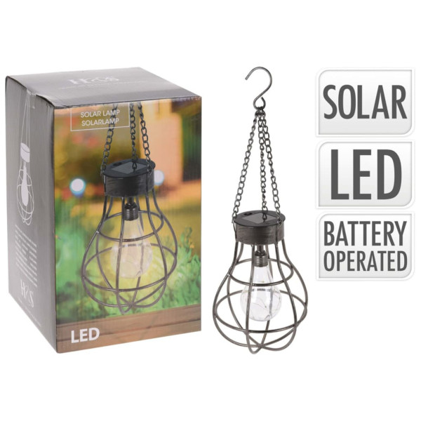 ProGarden Lâmpada solar em forma de lâmpada de metal com 10 LED D