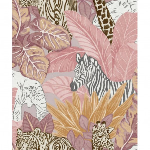 Good Vibes Papel de pared Jungle Animals rosa y naranja D