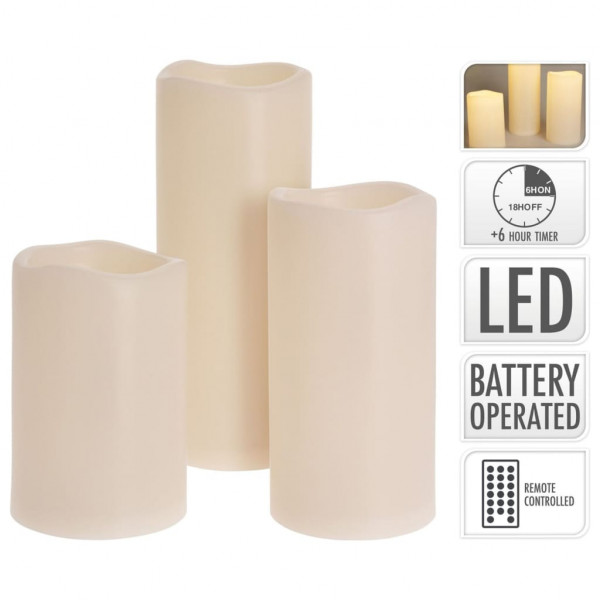 Ambiance Conjunto de velas LED 3 peças com comando remoto D