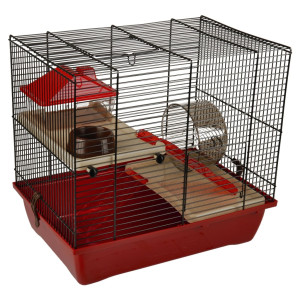 FLAMINGO Caixa para hamster Enzo 2 vermelho bordeaux 41.5x28.5x38 cm D