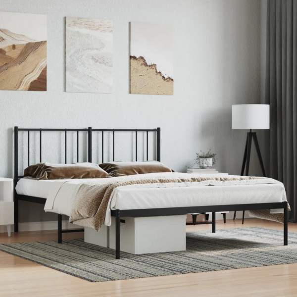 Estructura de cama con cabecero metal negro 140x190 cm D