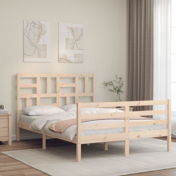 Estrutura de cama com cabeceira em madeira maciça 140x200 cm D