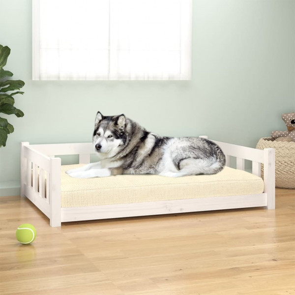 Cama de cão madeira maciça de pinho branco 105.5x75.5x28 cm D