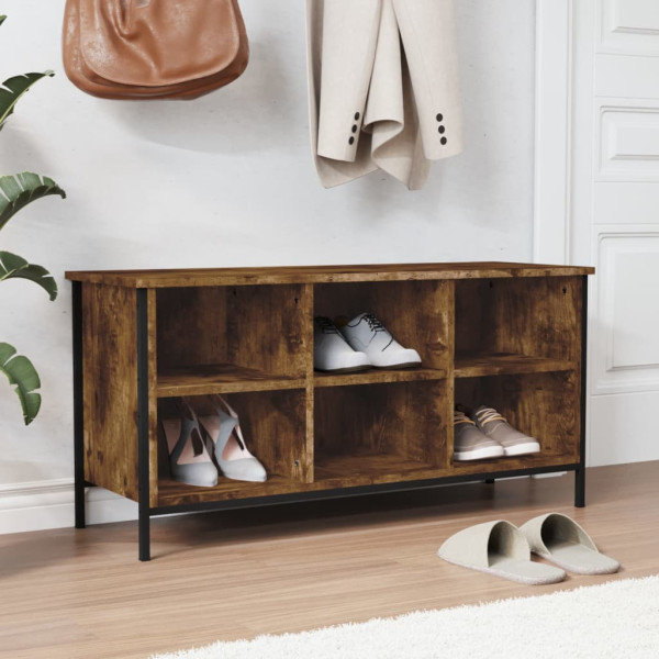 Mueble zapatero madera contrachapada roble ahumado 100x35x50 cm D