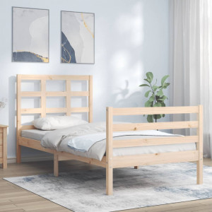 Estructura de cama con cabecero madera maciza D