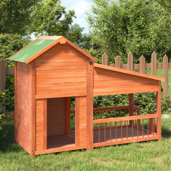 Casa para cães madeira maciça de pinho castanho 143x60.5x109 cm D