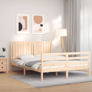 Estructura de cama con cabecero madera maciza 160x200 cm D