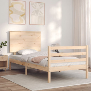 Estructura de cama con cabecero madera maciza 100x200 cm D