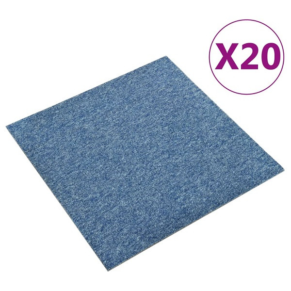 Baldosas de suelo de moqueta 20 uds 5 m² 50x50 cm azul D