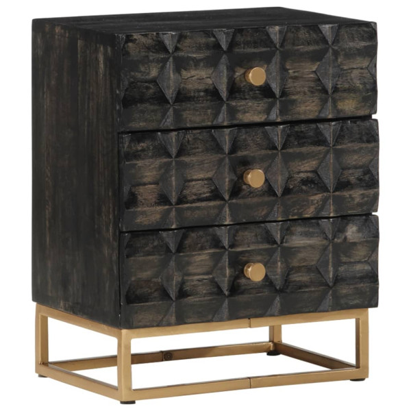 Mesa de noite de madeira maciça de mangue preto 40x29x50 cm D