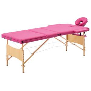 Cama de massagem dobrável 3 zonas madeira rosa D