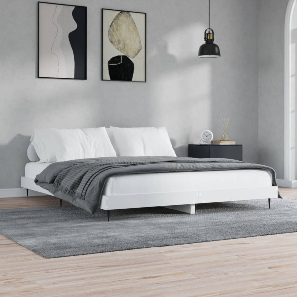 Estrutura de cama madeira de contraplacado branco 150x200 cm D