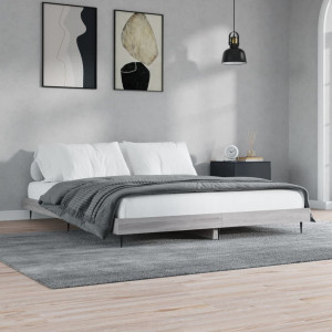 Estructura de cama madera contrachapada gris Sonoma 150x200 cm D