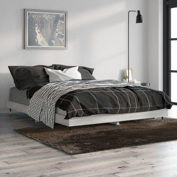 Estructura de cama madera contrachapada gris Sonoma 135x190 cm D