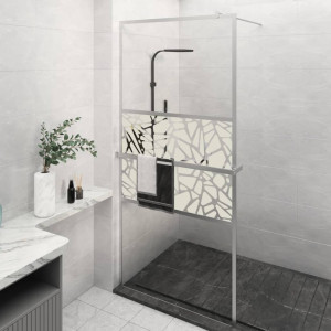 Mampara ducha con estante vidrio ESG y aluminio cromo 90x195 cm D