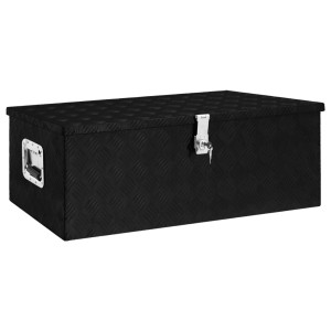 Caja de almacenaje de aluminio negro 90x47x33.5 cm D
