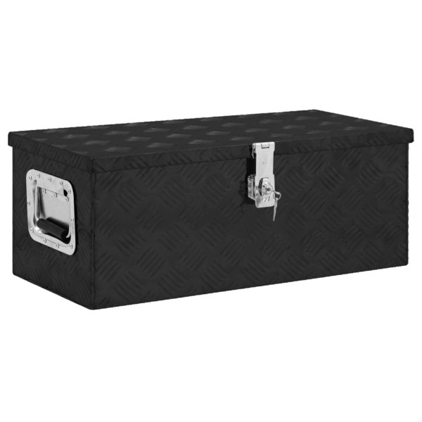 Caja de almacenaje de aluminio negro 70x31x27 cm D
