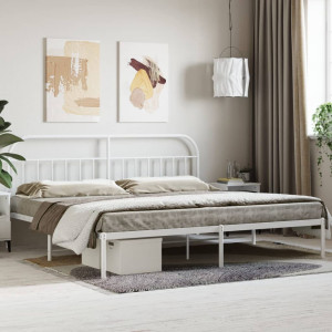 Estructura de cama con cabecero metal blanca 200x200 cm D