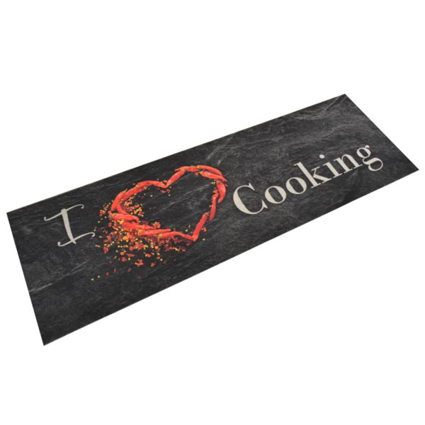 Tapete de cozinha lavável em veludo Cooking preto 60x180 cm D