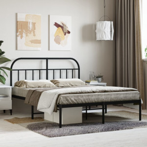 Estructura de cama con cabecero metal negro 150x200 cm D
