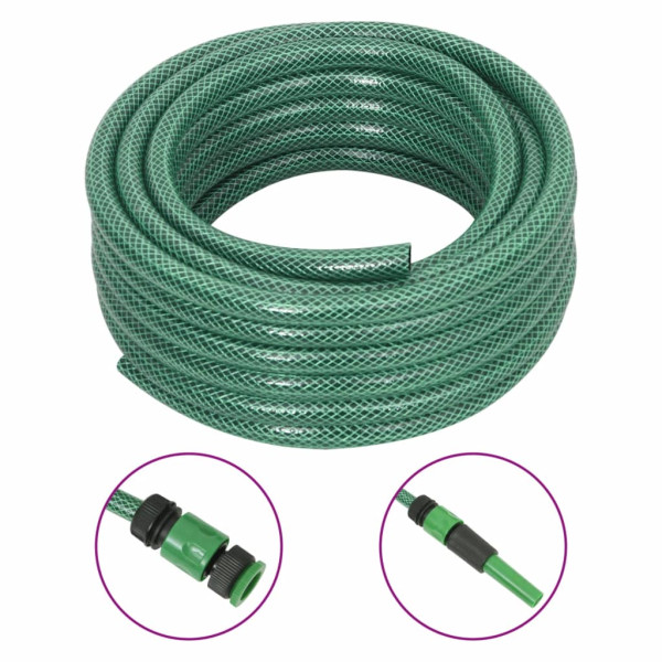 Mangueira de jardim com acessórios de PVC verde 15,6 mm 50 m D