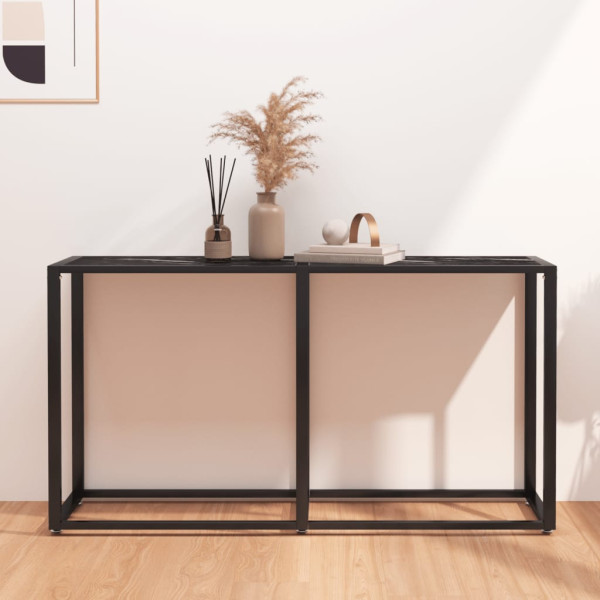 Mesa consola vidro temperado mármore preto 140x35x75.5cm D