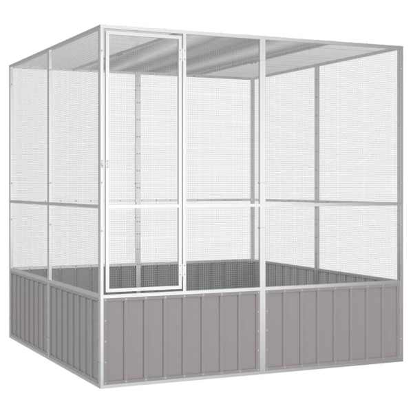 Gaiola para pássaros em aço galvanizado cinza 213,5x217,5x211,5 cm D