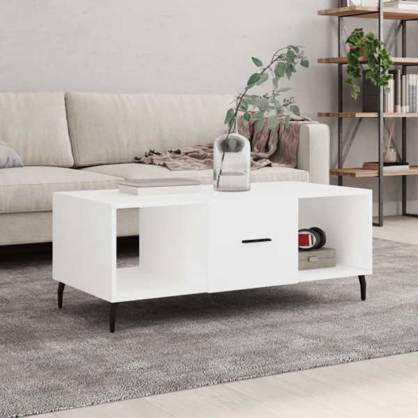 Mesa de centro madera contrachapada blanco 102x50x40 cm D