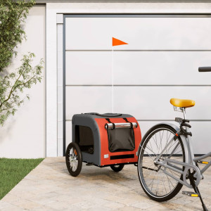 Remolque de bicicletas para cães tela de ferro Oxford laranja cinza D