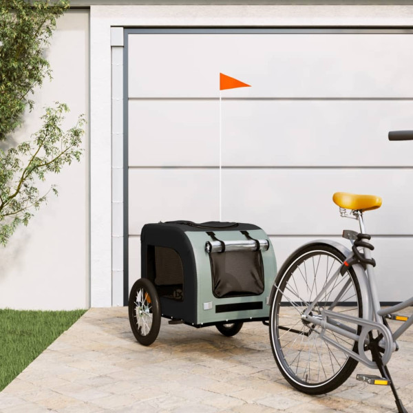 Remolque de bicicleta para perros hierro tela Oxford negro gris D