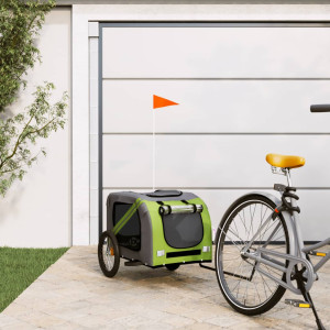 Remolque de bicicletas para cães tecido Oxford verde cinza D