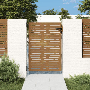 Puerta de jardín acero corten diseño cuadrado 85x150 cm D