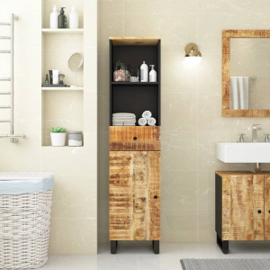 Mueble de baño madera maciza de mango 38x33x160 cm D