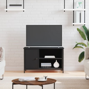 Mueble para TV madera contrachapada negro 80x40x50 cm D