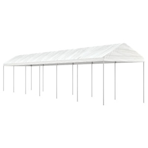 Cenador con techo polietileno blanco 13.38x2.28x2.69 m D