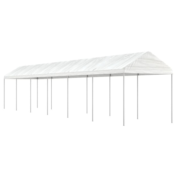 Cenador con techo polietileno blanco 13.38x2.28x2.69 m D