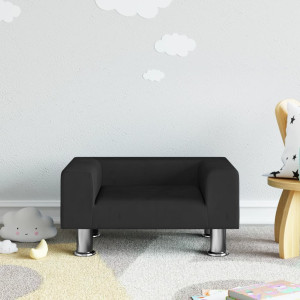 Sofá para niños de terciopelo negro 50x40x26.5 cm D