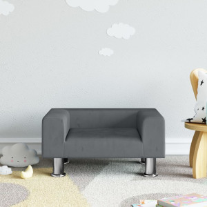 Sofá para niños de terciopelo gris oscuro 50x40x26.5 cm D