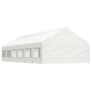 Cenador con techo polietileno blanco 13.38x5.88x3.75 m D
