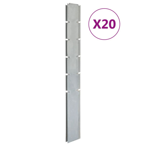 Postes para cerca de jardim 20 peças aço galvanizado prata 160 cm D