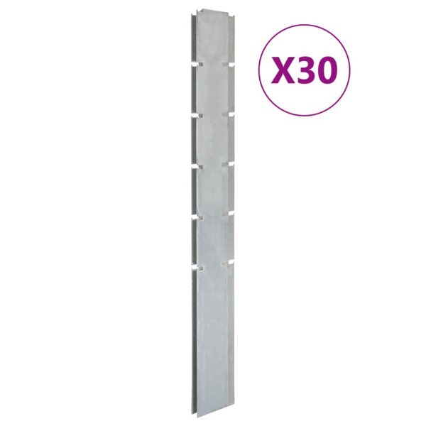 Postes para cerca de jardim 30 peças aço galvanizado prata 160 cm D