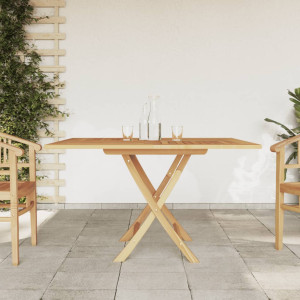 Mesa de jardín plegable madera maciza de teca 120x120x75 cm D