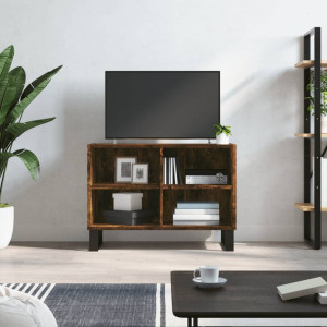 Mueble de TV madera de ingeniería roble ahumado 69.5x30x50 cm D