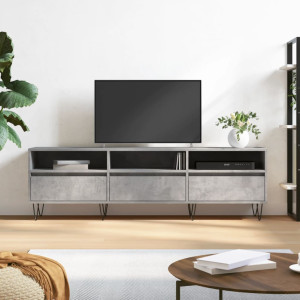 Mueble de TV madera contrachapada gris hormigón 150x30x44.5 cm D