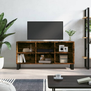 Mueble de TV madera de ingeniería roble ahumado 103.5x30x50 cm D