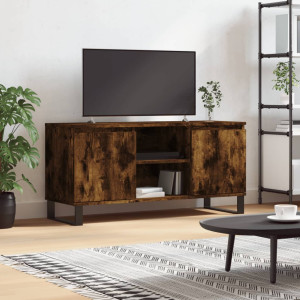 Mueble de TV madera de ingeniería roble ahumado 104x35x50 cm D