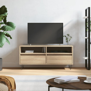 Mueble para TV contrachapada y acero roble ahumado 60x33x41 cm