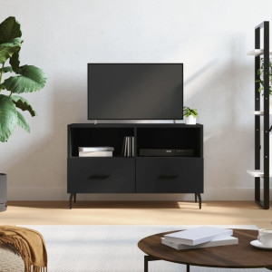 Mueble para TV madera contrachapada negro 80x36x50 cm D
